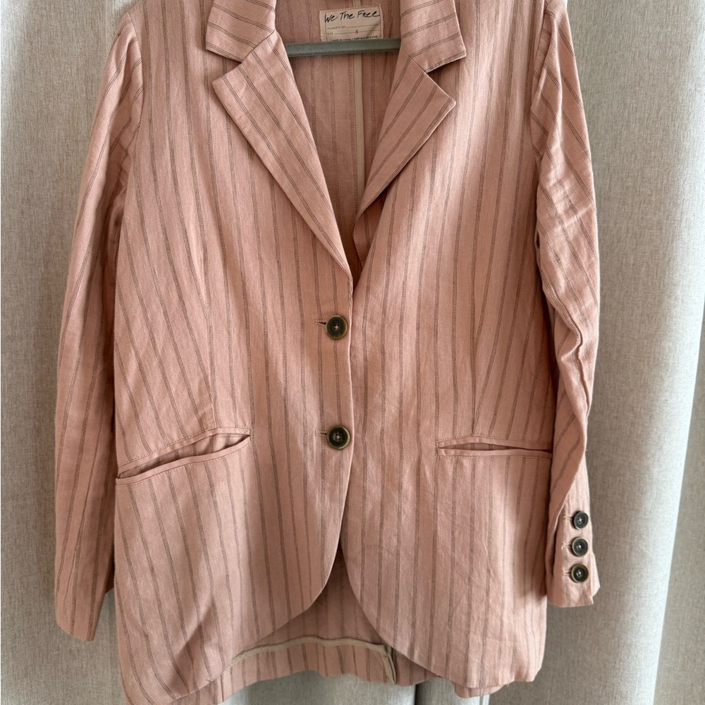 We The Free Pink Striped Women's Blazer